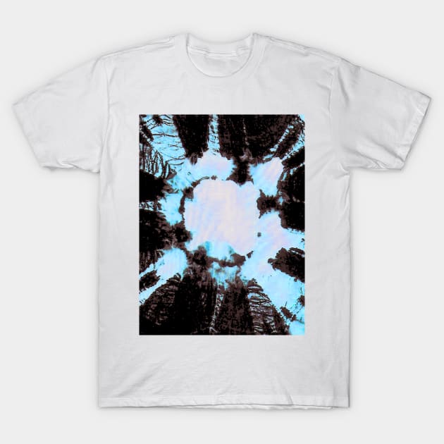 bleach art abstract design black blue T-Shirt by FLOWING COLORS